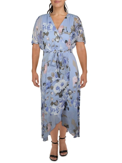 Jessica Howard Womens Chiffon Maxi Fit & Flare Dress In Blue