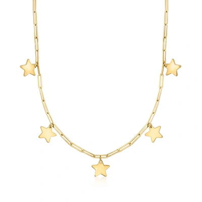 Rs Pure By Ross-simons Italian 14kt Yellow Gold Paper Clip Link Star Necklace