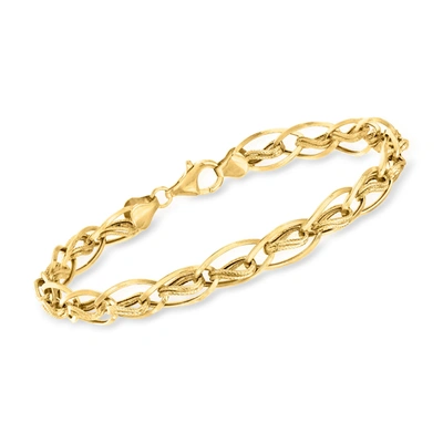Ross-simons 14kt Yellow Gold Oval And Double-twist Link Bracelet In White