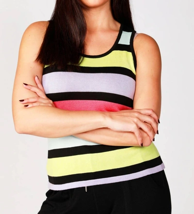 French Kyss Striped Tank Top In Black/multi