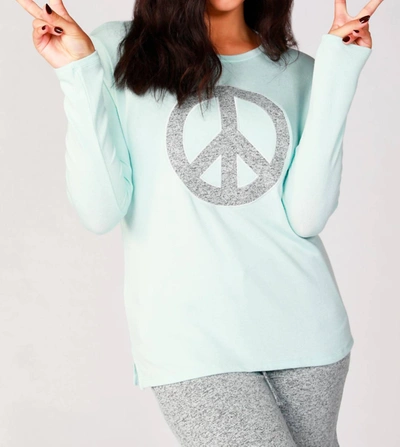 French Kyss Long Sleeve Peace Crew In Mist In Blue