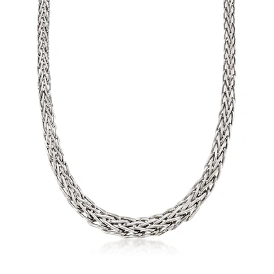 Ross-simons Sterling Silver Graduated Wheat-link Necklace