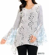 Adore Chiffon Top With Bell Sleeves In Multi Colored In Multi