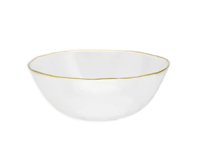 CLASSIC TOUCH DECOR CLEAR SALAD BOWL WITH GOLD RIM - 11"D