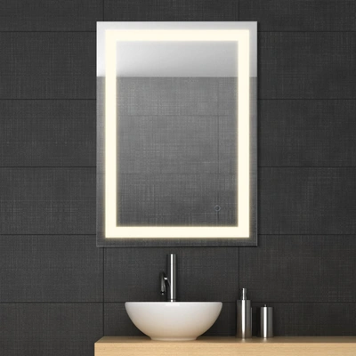 Jonathan Y Rectangular Frameless Anti-fog Aluminum Front-lit Tri-color Led Bathroom Vanity Mirror With Smart To