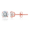 Max + Stone 14k Solid Gold Round Cut Stud Earrings With Genuine Swarovski Zirconia In Pink