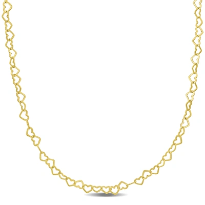 Mimi & Max 3mm Heart Link Necklace In Yellow Plated Sterling Silver - 16 In. In Gold