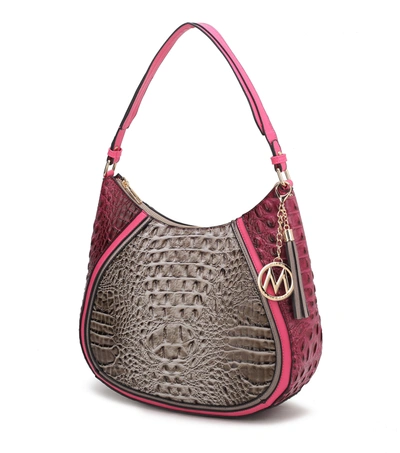 Mkf Collection By Mia K Naira Vegan Crocodile Leather Woman Hobo Shoulder Handbag In Beige