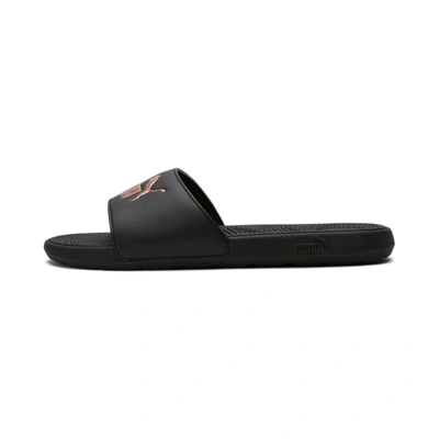 Puma Cool Cat 2.0 Slide Sandal In Black-rose Gold