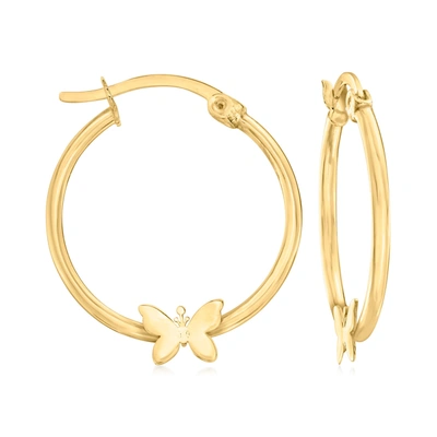 Canaria Fine Jewelry Canaria 10kt Yellow Gold Butterfly Charm Hoop Earrings