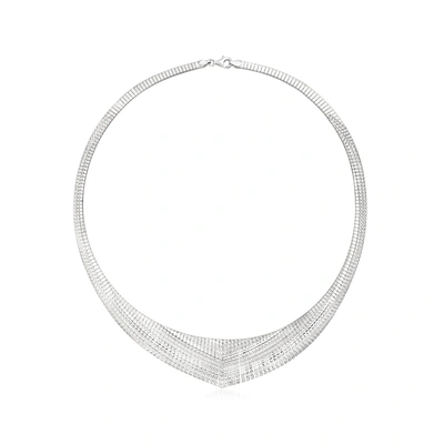 Ross-simons Italian Sterling Silver Graduated Cleopatra Necklace In White