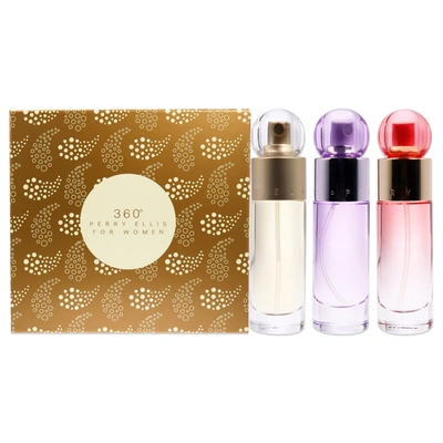 Perry Ellis 360 By  For Women - 3 Pc Gift Set 1oz Edt Spray, 1oz Coral Edp Spray, 1oz Purple Edp Spra