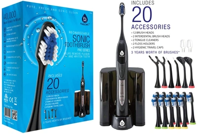 Pursonic Ultra High Powered Sonic Electric Toothbrush With Dock Charger, 12 Brush Heads & More! (value Pack)b
