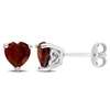 Mimi & Max 1 1/2 Ct Tgw Heart Shape Garnet Stud Earrings In Sterling Silver In Red