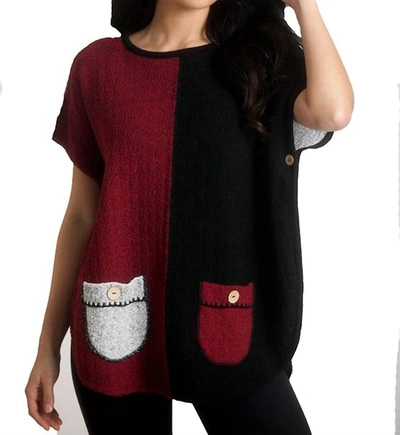 French Kyss Reversible Poncho In Winecombo In Red