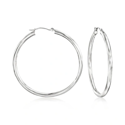 Ross-simons 40mm 14kt White Gold Hoop Earrings In Silver