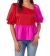 CROSBY BY MOLLIE BURCH ROONEY TOP IN MOLLIE PINK/LOLLIPOP RED
