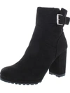 Sun + Stone Veraa Womens Microsuede Buckle Ankle Boots In Black