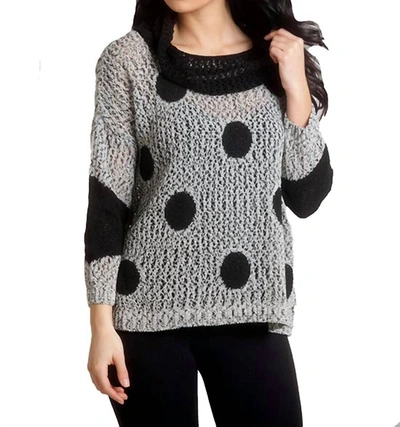 French Kyss Crochet Dot Cowl In Frost Black In Grey