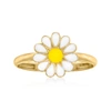 ROSS-SIMONS WHITE AND YELLOW ENAMEL DAISY RING IN 14KT YELLOW GOLD