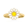 Ross-simons White And Yellow Enamel Daisy Ring In 14kt Yellow Gold In Yellow