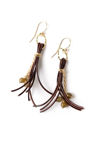 Anne Vaughan Women's Labradorite Tassel Earrings In Multi In Gold