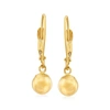 Ross-simons 6mm 14kt Yellow Gold Shiny Bead Drop Earrings In Gold