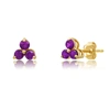 Max + Stone 14k White Or Yellow Gold Small Gemstone Trio Round Stud Earrings With Push Backs In Purple