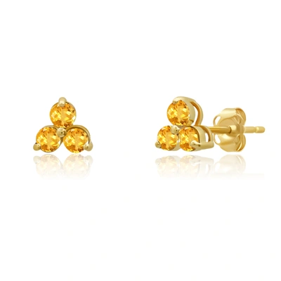 Max + Stone 14k White Or Yellow Gold Small Gemstone Trio Round Stud Earrings With Push Backs