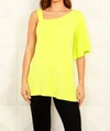 French Kyss Caitlyn Asymmetrical Top In Lime In Yellow