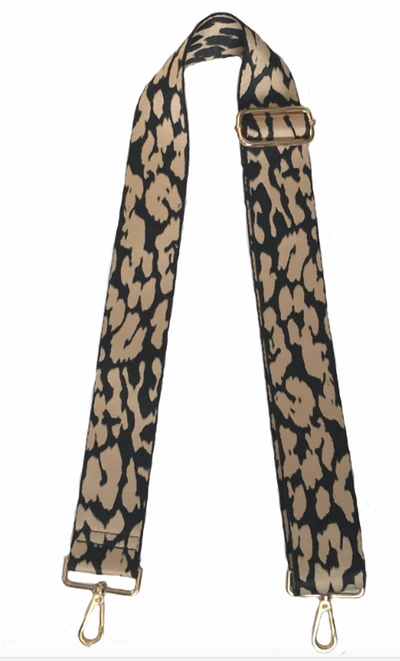 Ahdorned Bag Strap In Black/khaki Cheetah