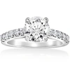 Pompeii3 1 1/2 Ct Diamond Solitaire With Accents Round Engagement Ring 14k White Gold In Multi