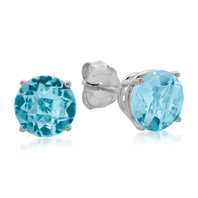 Max + Stone 10k White Gold 6mm Round Stud Earrings In Blue