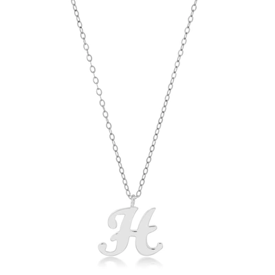 Max + Stone 10k Solid White Or Yellow Gold Dainty Script Initial With Extendable Necklace, 16+2 Inches In Silver