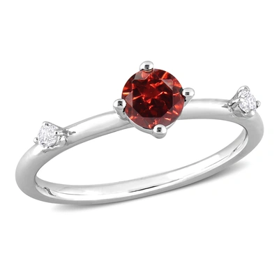 Mimi & Max 3/4 Ct Tgw Garnet And White Topaz 3-stone Ring In Sterling Silver In Red