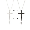 Max + Stone Sterling Silver Diamond Reversible White & Black Diamond Cross Necklace With Adjustable 18" Or 20" R In Black