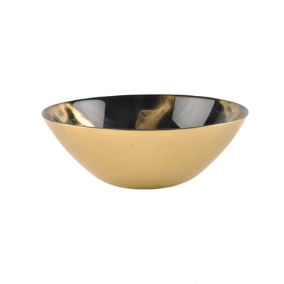 Classic Touch Decor 6"d Black And Gold Marbleized Soup Bowl