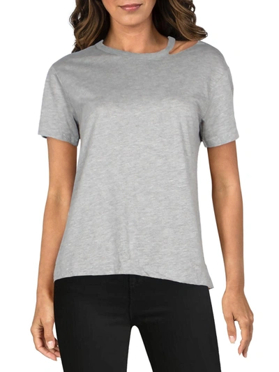 Ava + Esme Womens Destroyed Short Sleeves T-shirt In Grey