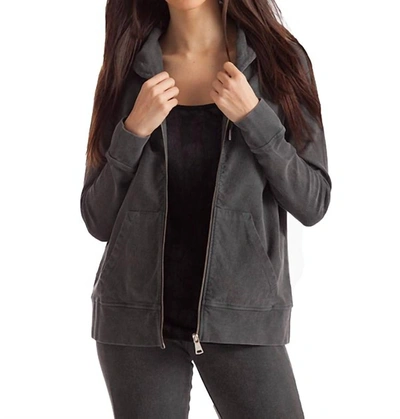 FRENCH KYSS LAUREN HOODED CARDIGAN IN CHARCOAL