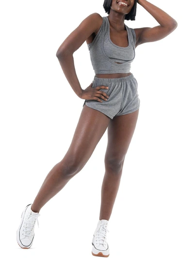 Grayscale Womens Heathered Gym Casual Shorts In Grey