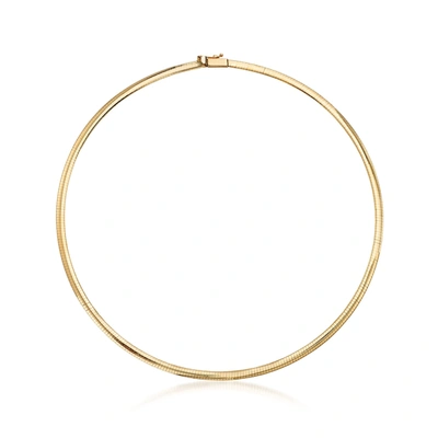 Ross-simons Italian 4mm 18kt Yellow Gold Omega Necklace In White