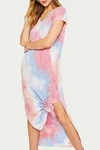 BLUIVY TIE-DYED STRETCH-TERRY MAXI DRESS IN PINK/BLUE