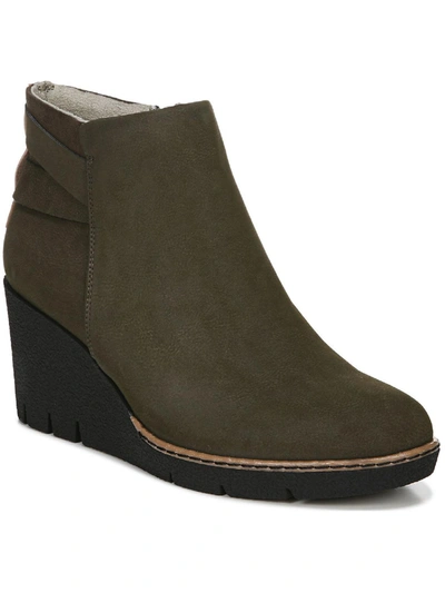 Dr. Scholl's Shoes Libi Womens Faux Suede Ankle Wedge Boots In Green
