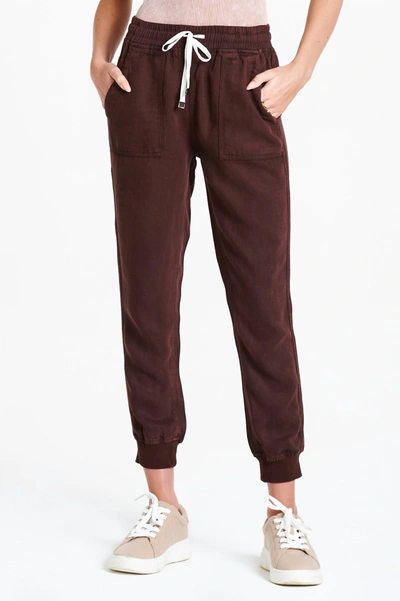 Dear John Denim Jacey High Rise Jogger Pants In Dark Oak In Red