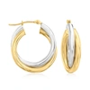 Ross-simons 14kt 2-tone Gold Hoop Earrings In White