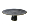 Classic Touch Decor Black Alabaster Cake Plate On Stem With Gold Rim - 13"d