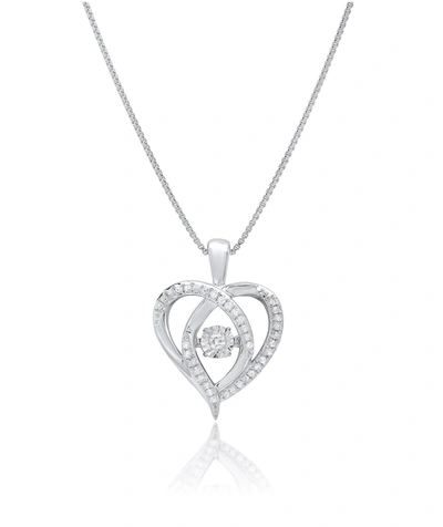 Max + Stone 925 Sterling Silver Miraculous Love Dancing Diamond Heart Pendant Necklace