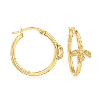 Canaria Fine Jewelry Canaria 10kt Yellow Gold Bumblebee Charm Hoop Earrings