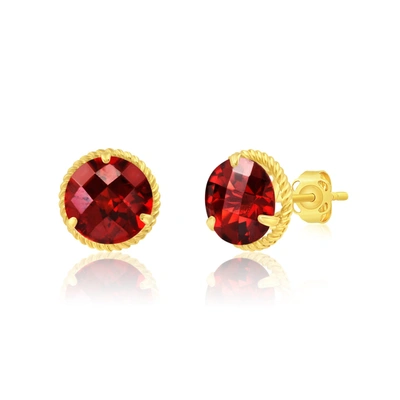 Max + Stone 14k Yellow Gold Roped Halo Round-cut Gemstone Stud Earrings (8mm)