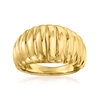 Ross-simons Italian 18kt Yellow Gold Electroform Ribbed Dome Ring In Gold
